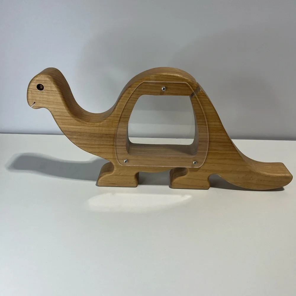 Handmade Wooden Dinosaur Coin Bank